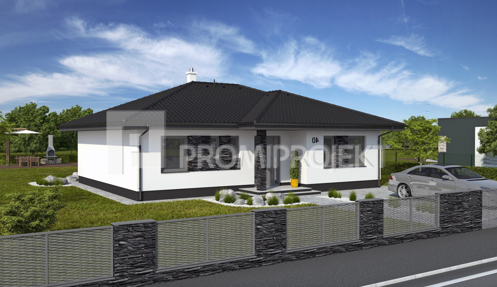 Projekt pre bungalov strednej veľkostnej kategórie Laguna 40, vizuál, zrkadlový 2