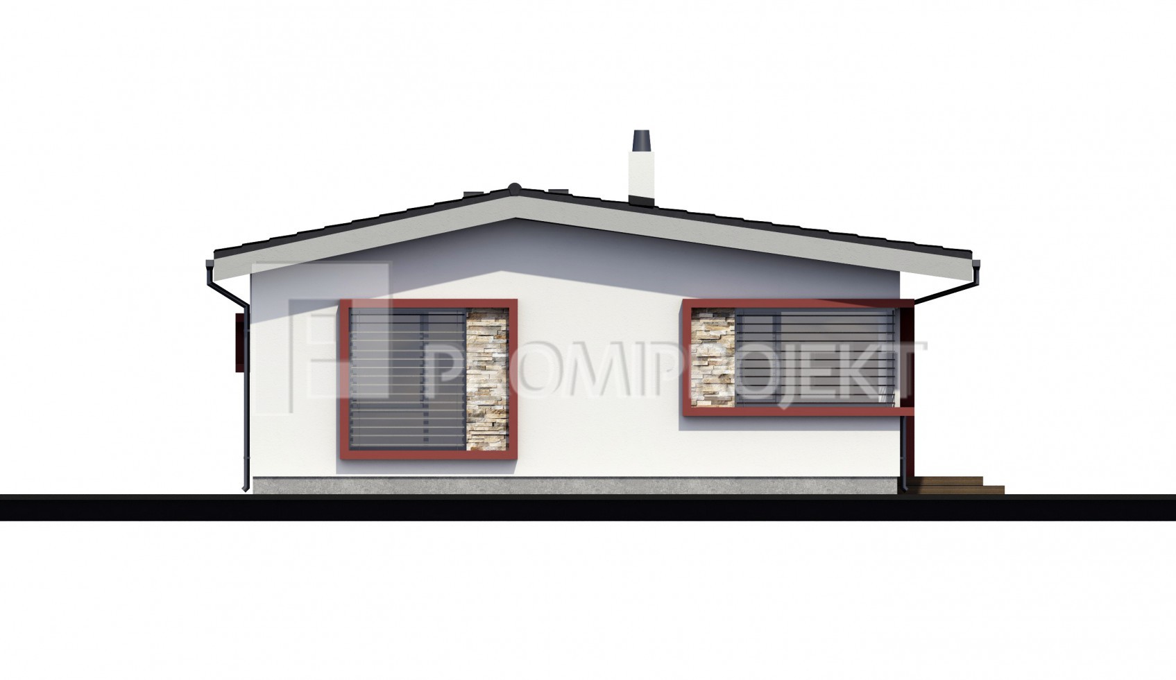 projekt pre bezbariérový bungalov Laguna 422, pohľad, zrkadlový 1, P