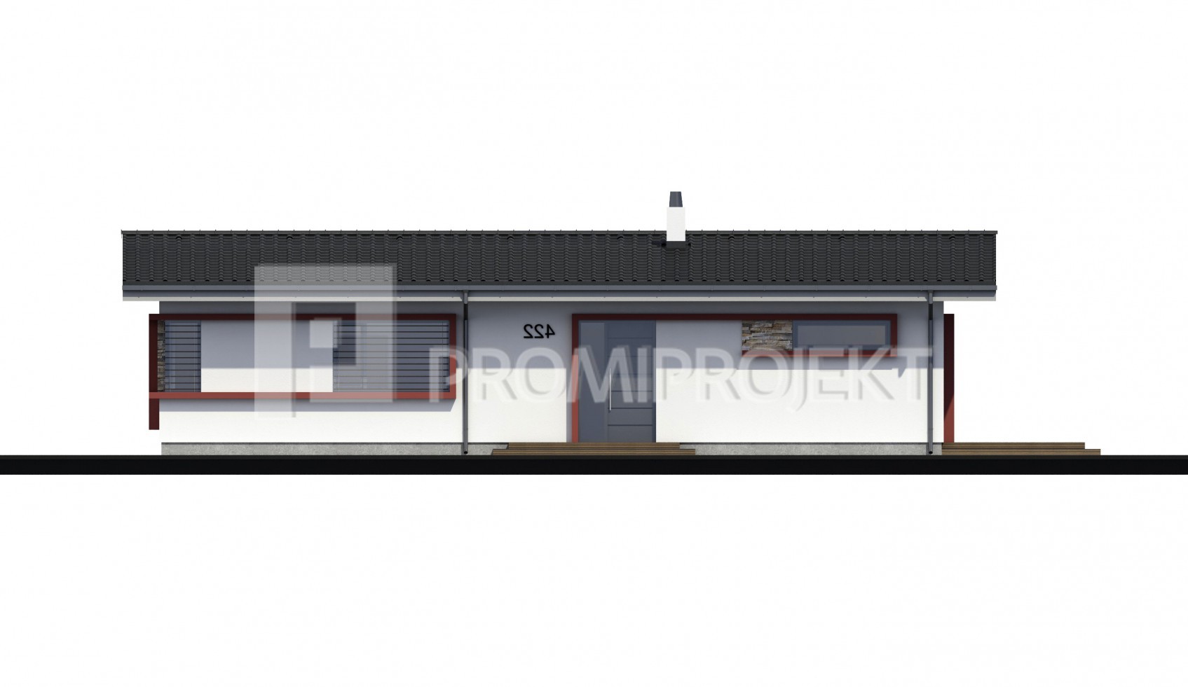 projekt pre bezbariérový bungalov Laguna 422, pohľad, zrkadlový 4, P