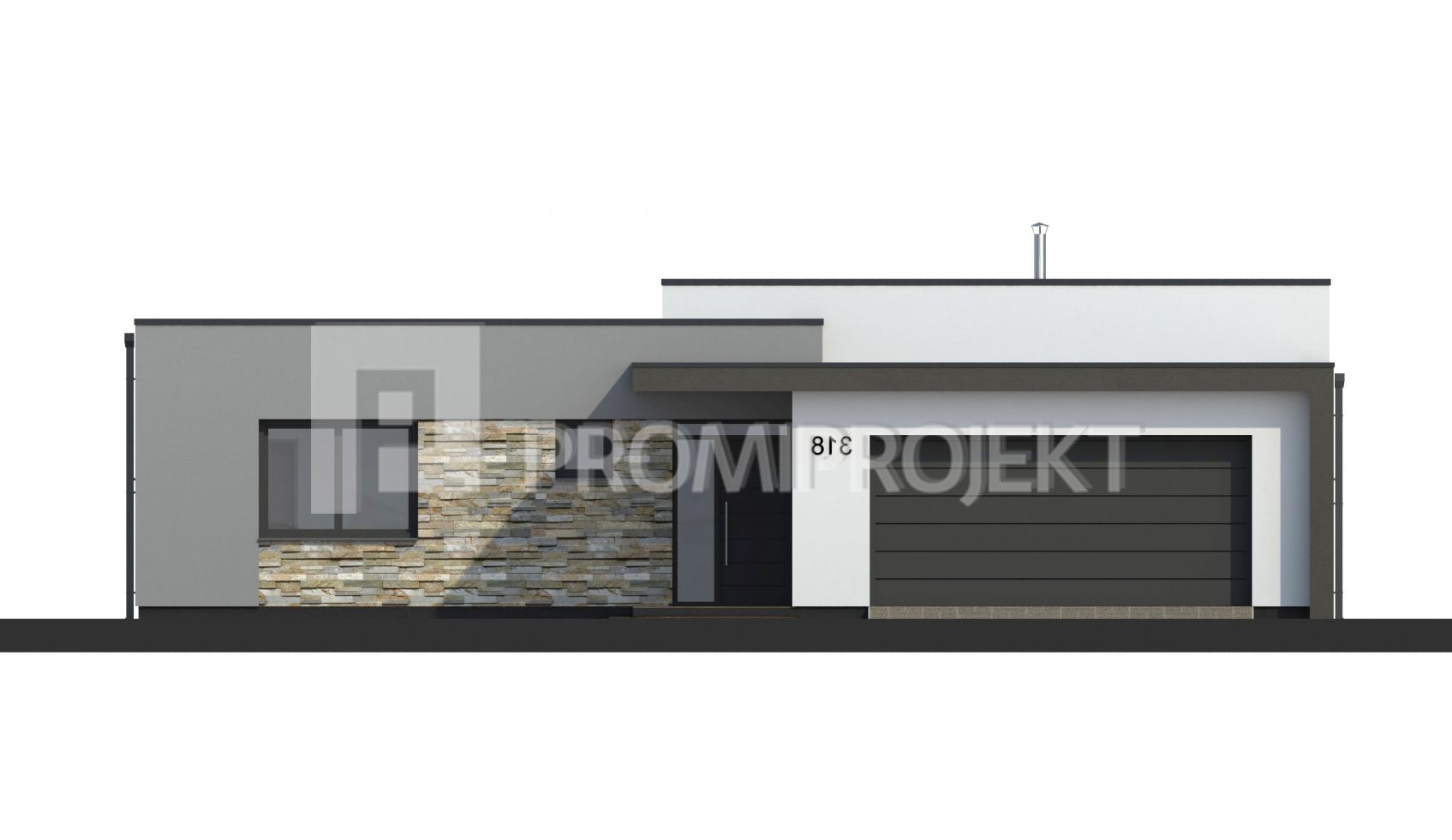 4 izbový bungalov s dvojgarážou Linear 318, pohľad, zrkadlový 1, Pro